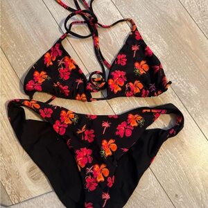 Floral Black Bikini Set